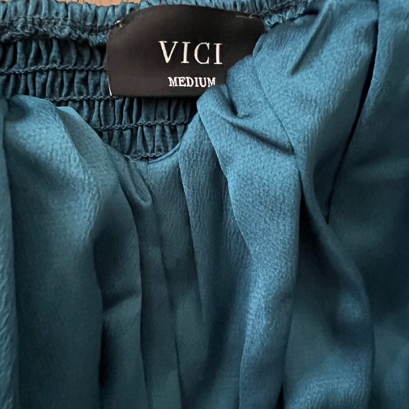 VICI SATIN COCKTAIL DRESS TEAL - Picture 3 of 8